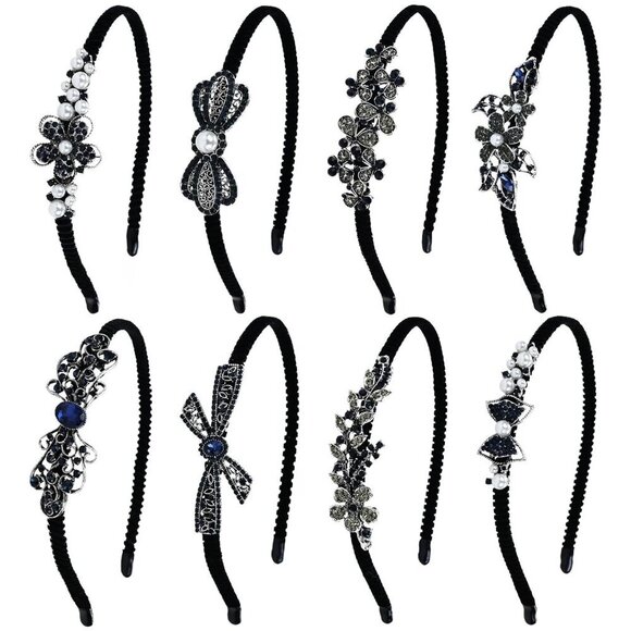 8 Pack Rhinestone Headbands Metal Velvet Non Slip Hair Accessories for Women main image 4